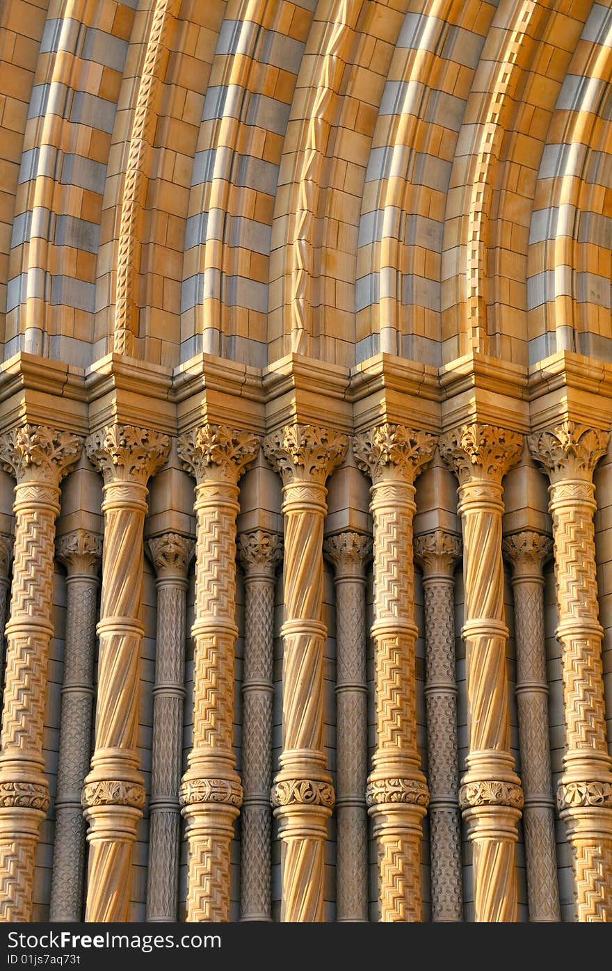 Fragment of the entrance to Natural History Museum in London. Fragment of the entrance to Natural History Museum in London