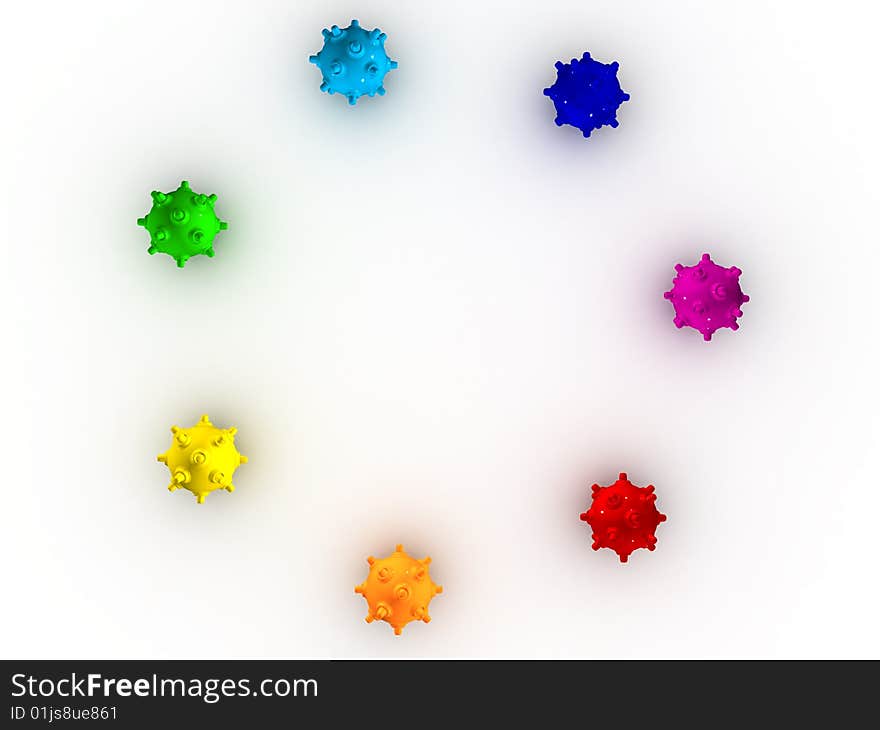 Colored shiny bombs on a white background. Colored shiny bombs on a white background