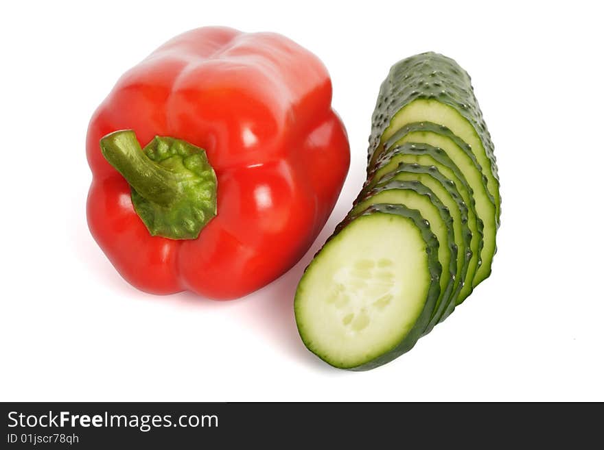 Red pepper and cucumber