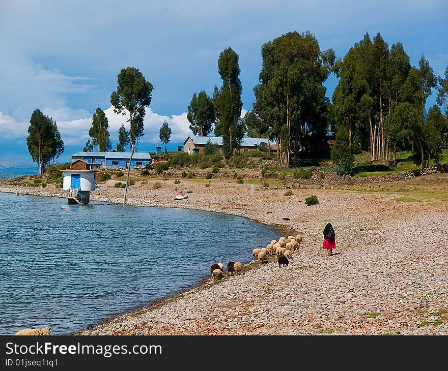 Amantani island, titicaca lake Peru. Amantani island, titicaca lake Peru