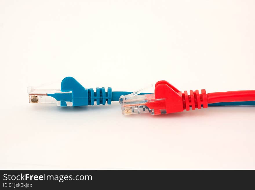 Red and blue network cables