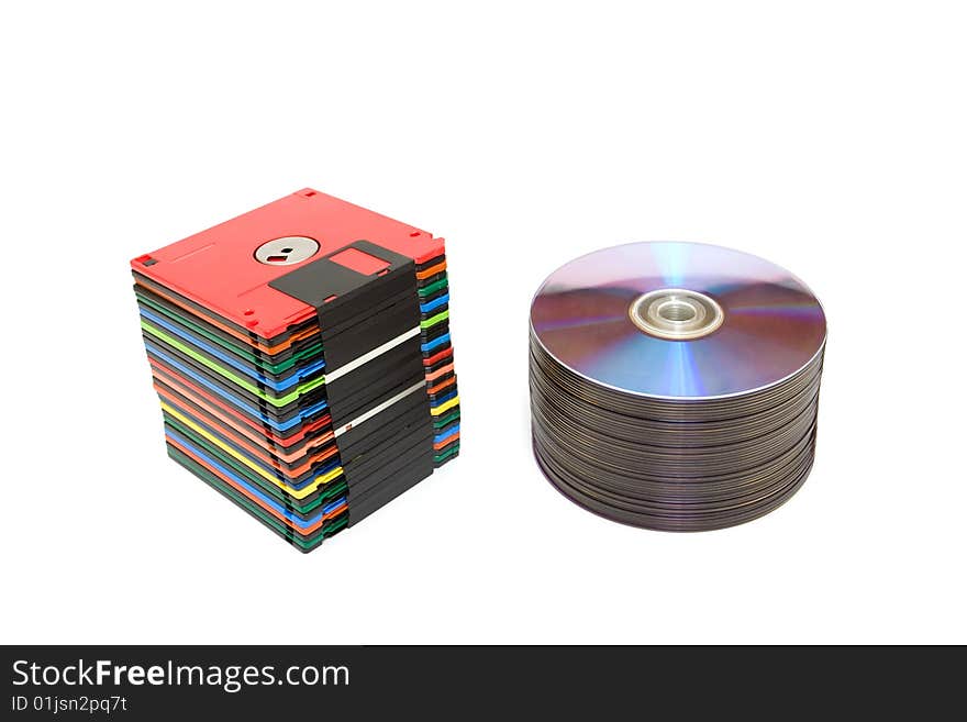 Stack Of Compact And Floppy Disk