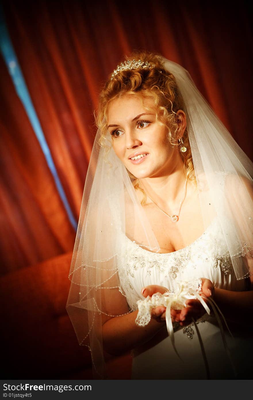 Bride with light in the room. Bride with light in the room