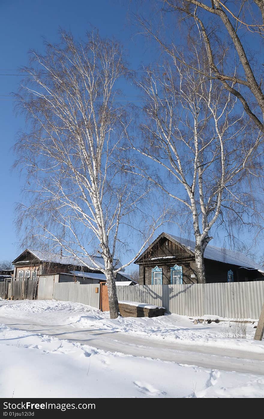 The winter landscape. russian village