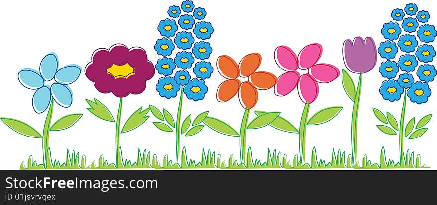 The vector illustration contains the image of spring flowers