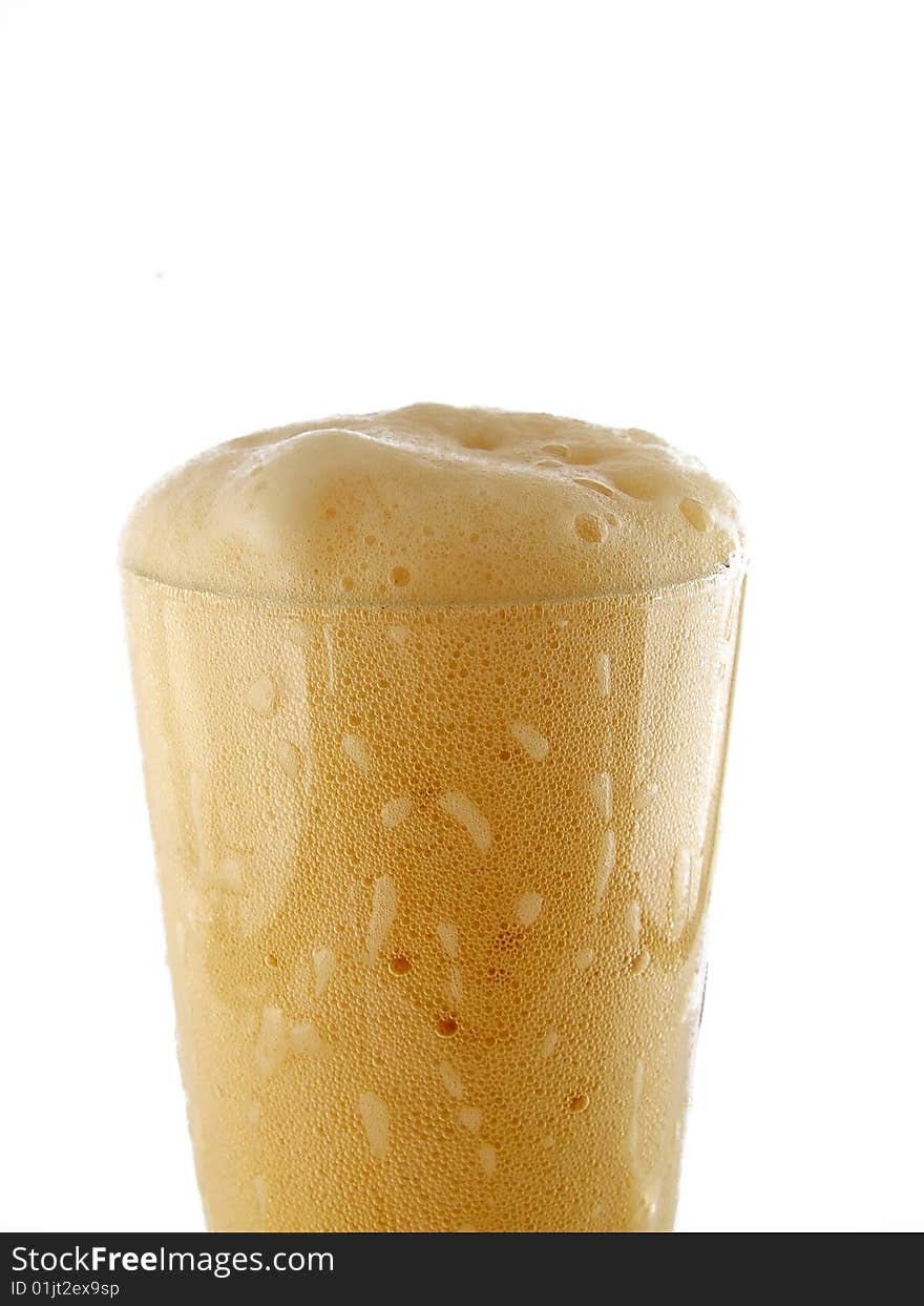 A glass of beer on white background. A glass of beer on white background