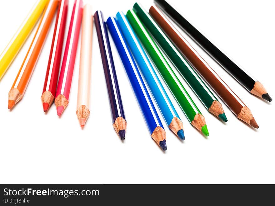 Beautiful color pencils on a white background