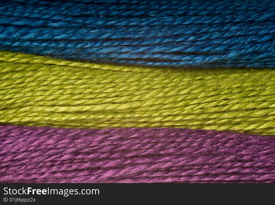 Three colors of threads