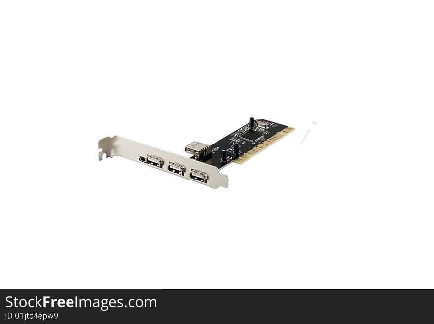 USB and mini USB PCI Card isolated on white