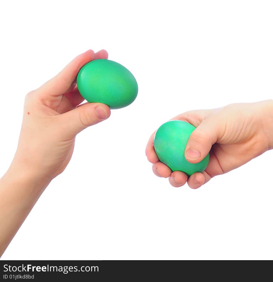 Traditional beating of easter eggs