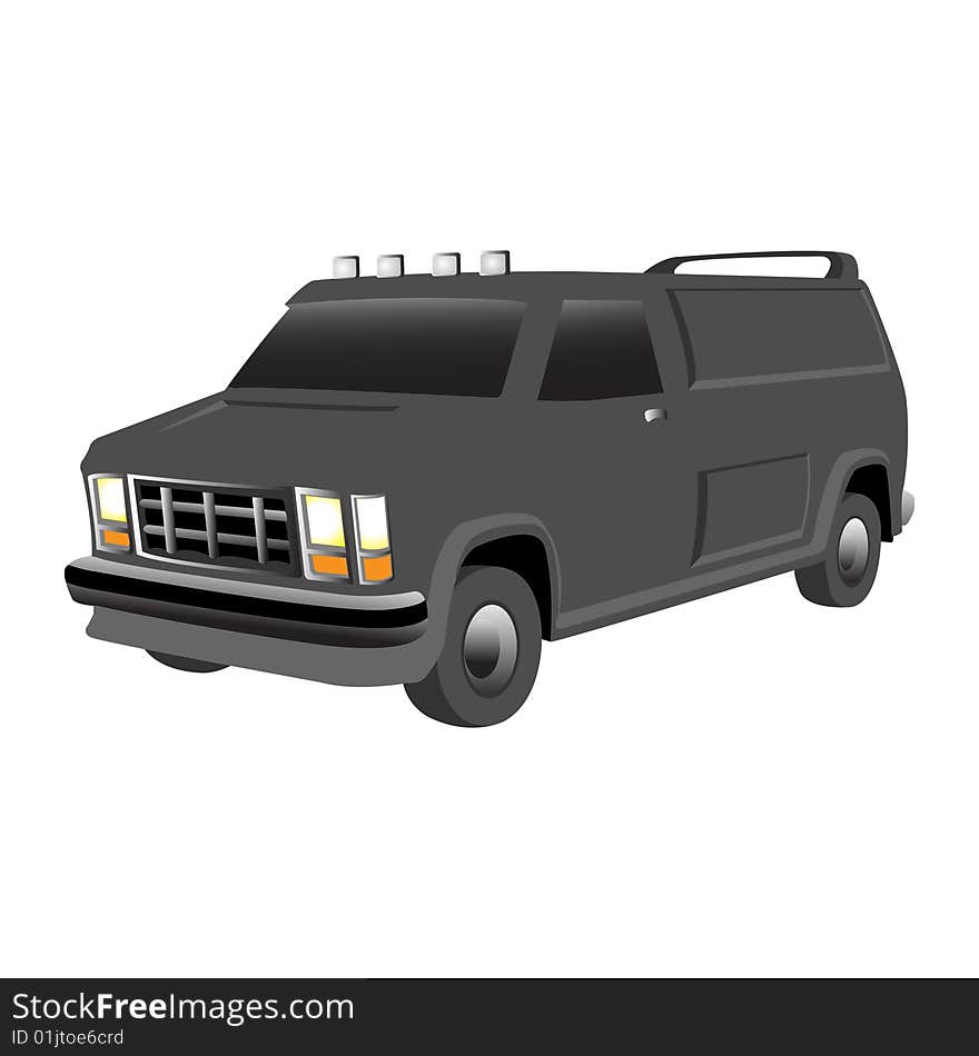 Isolated black minivan , vector illustration