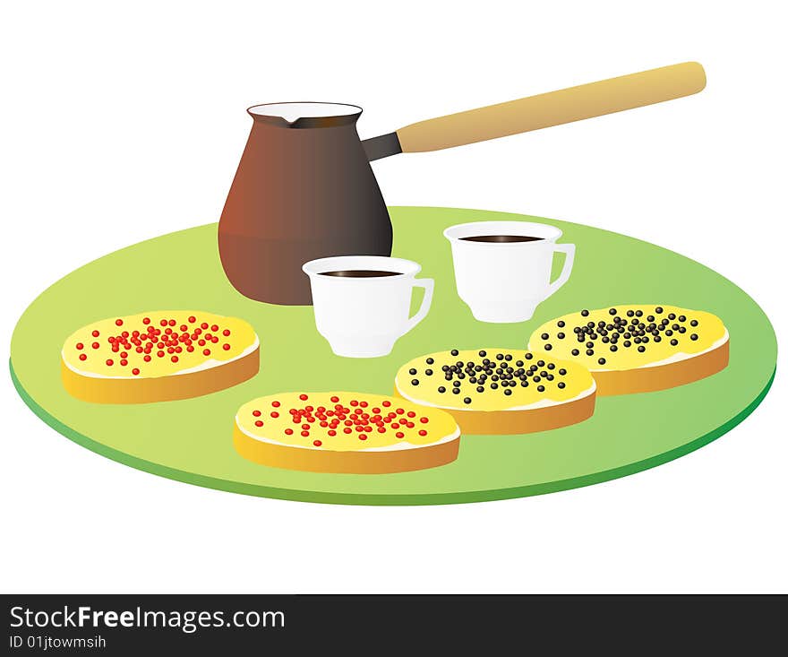 Sunday breakfast for two lovers. Vector illustration