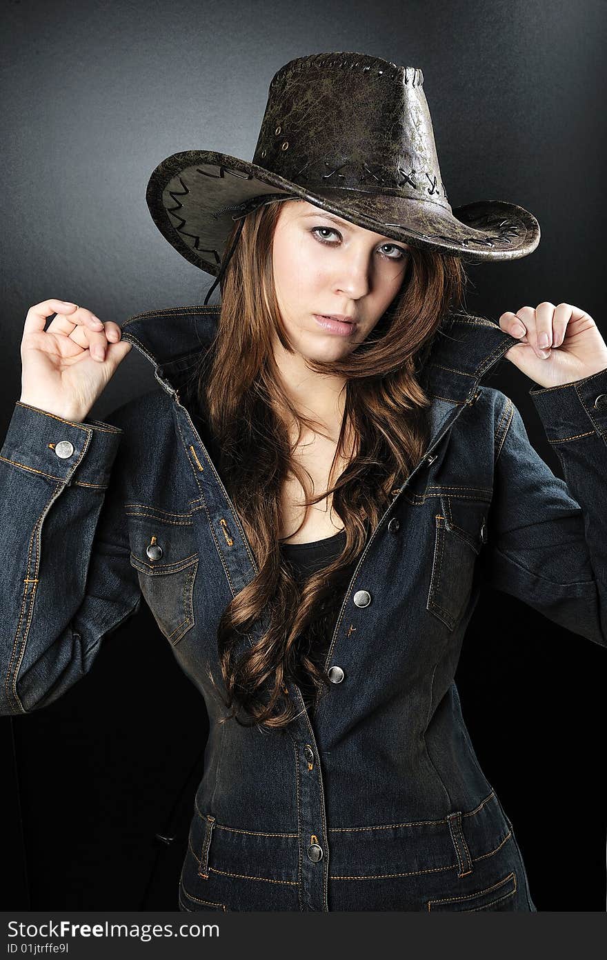 Very sexy brawn hair cowgirl