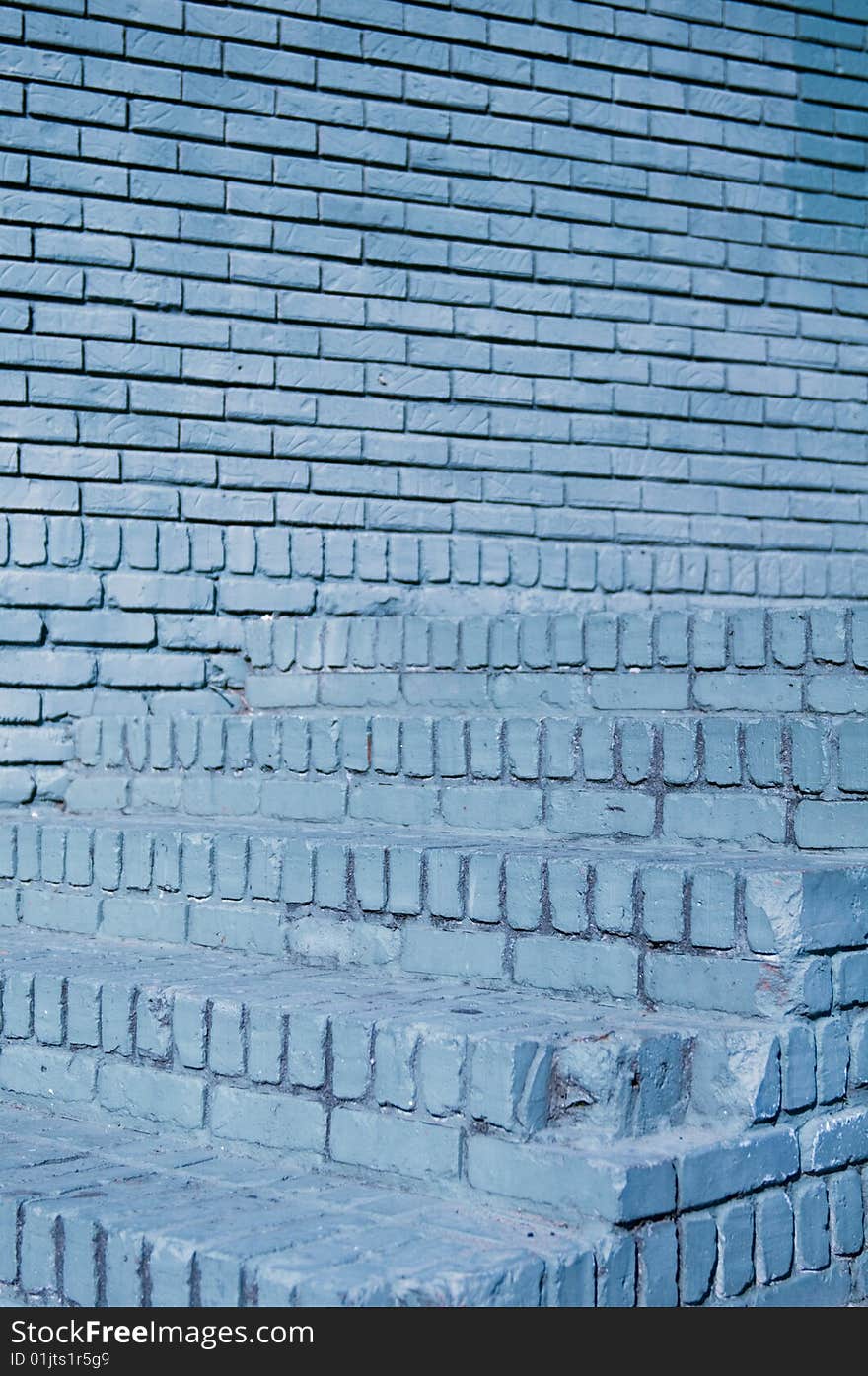 Painted blue brick stairs abstract