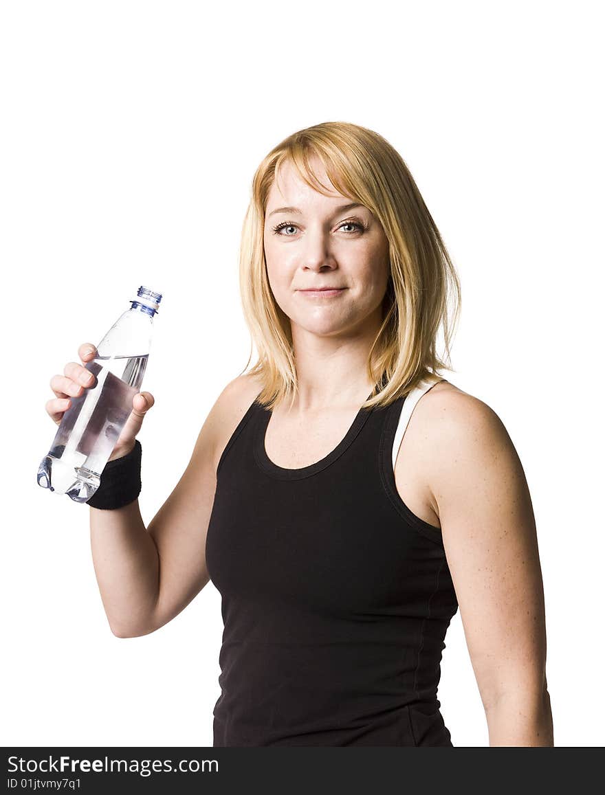 Girl drinking water after her work out