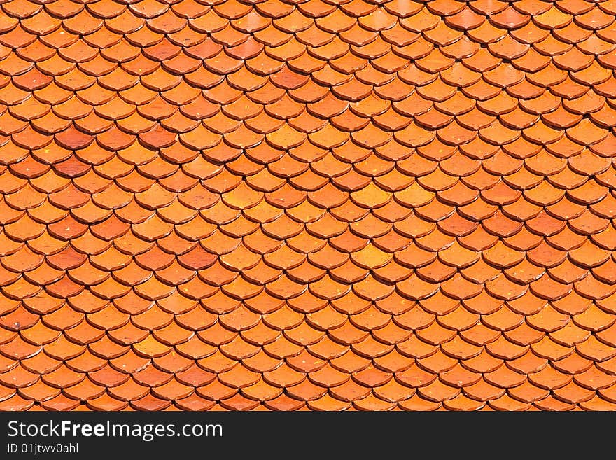 Traditional Thai style ceramic roof, the roof of church.