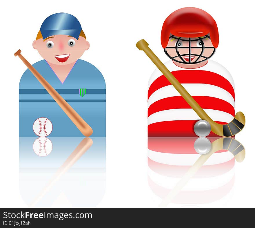 People Icons Baseball And Hockey