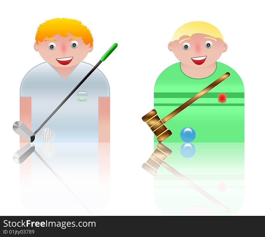 People icons golf and cricket