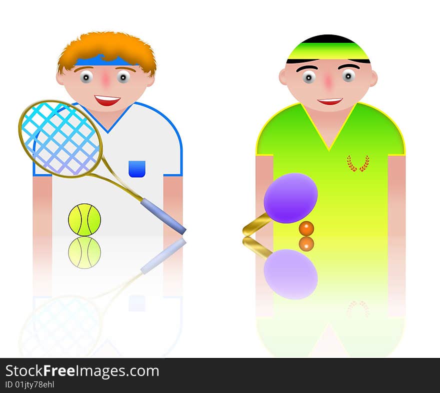 People icons tennis and ping pong