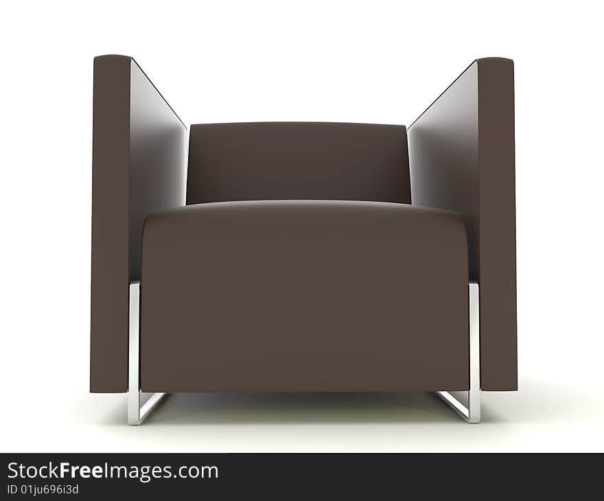 Isolated brown leather chair on the white background