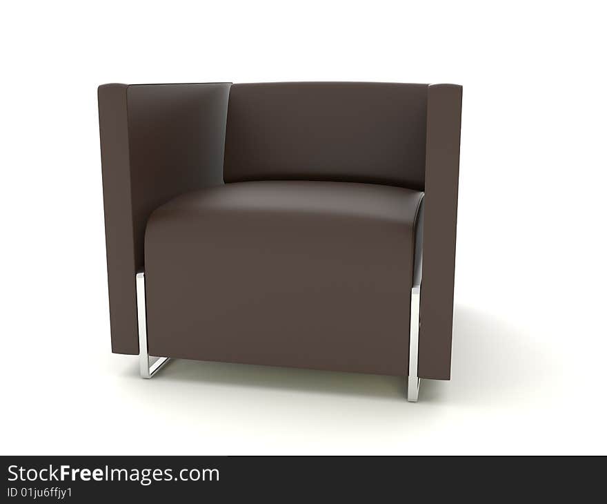 Isolated brown leather chair on the white background