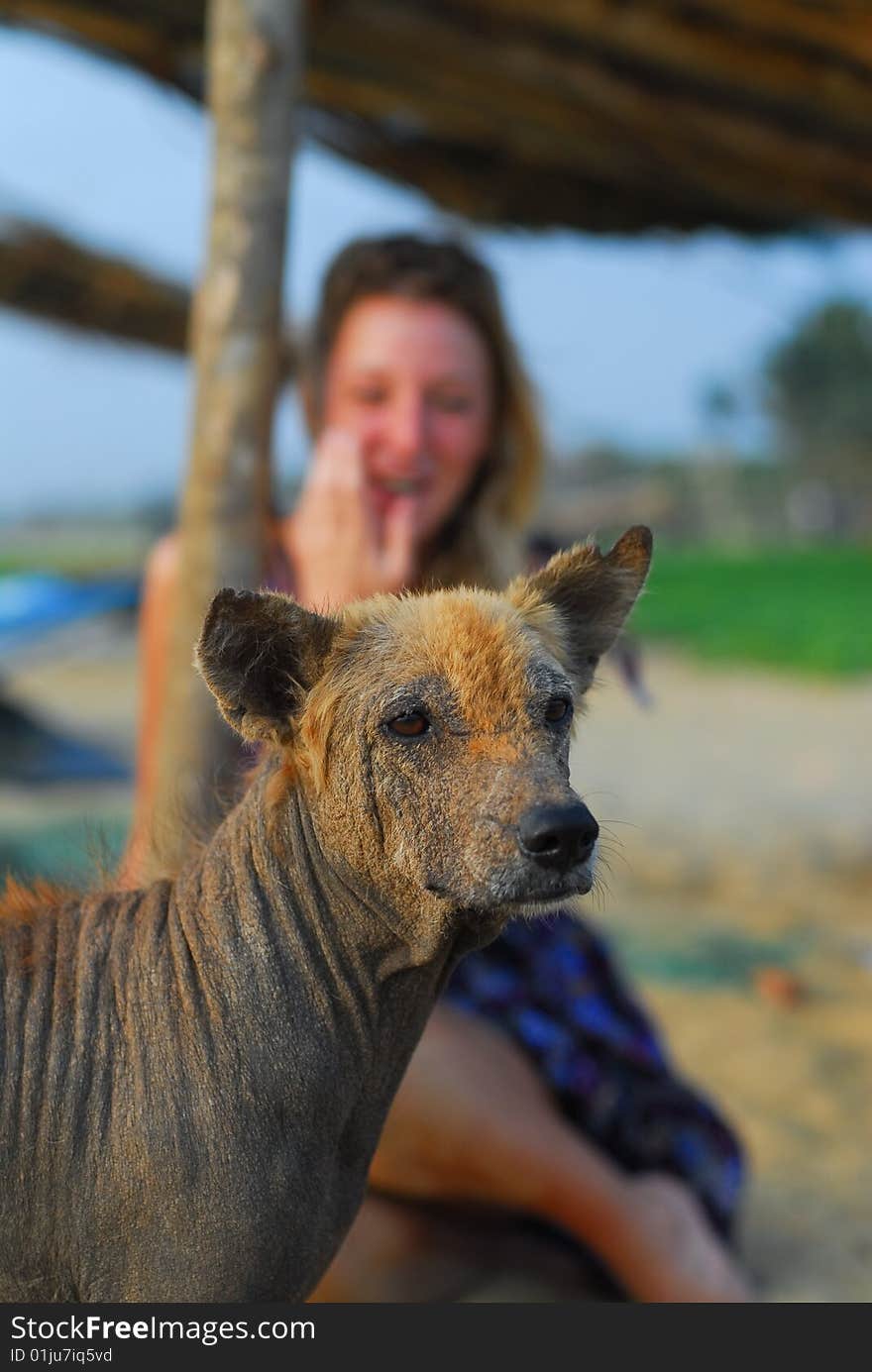 Ugly Dog With Beautiful Blond Girl