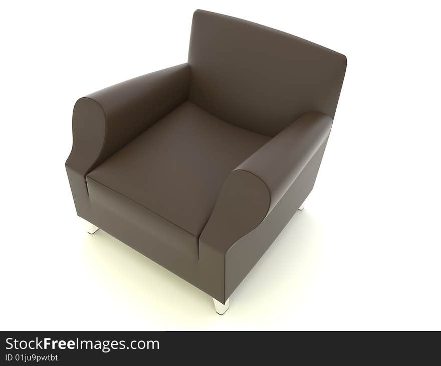 Isolated brown leather chair on the white background