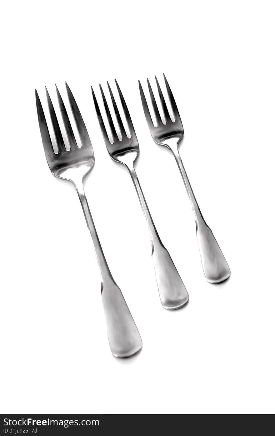 Silverware forks isolated on white background