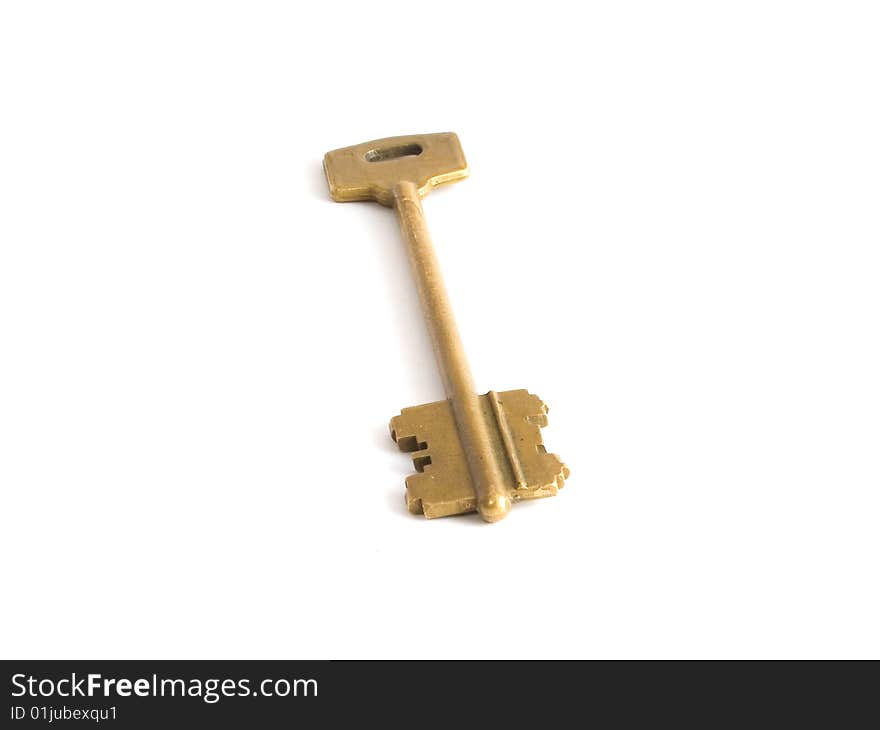 Gold key isolated on white background