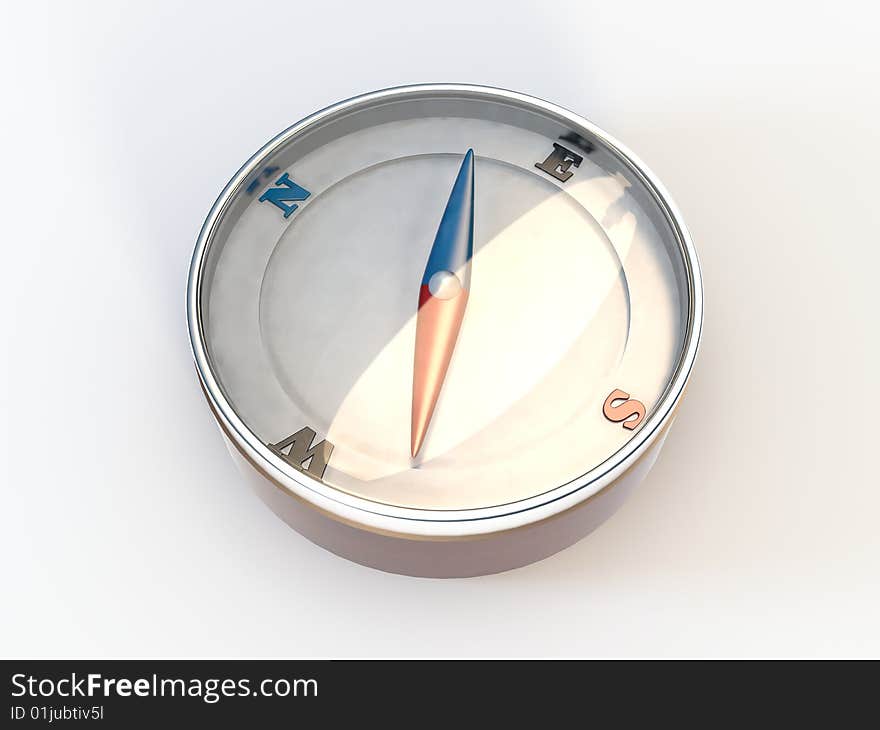 Isolated vintage compass on white background