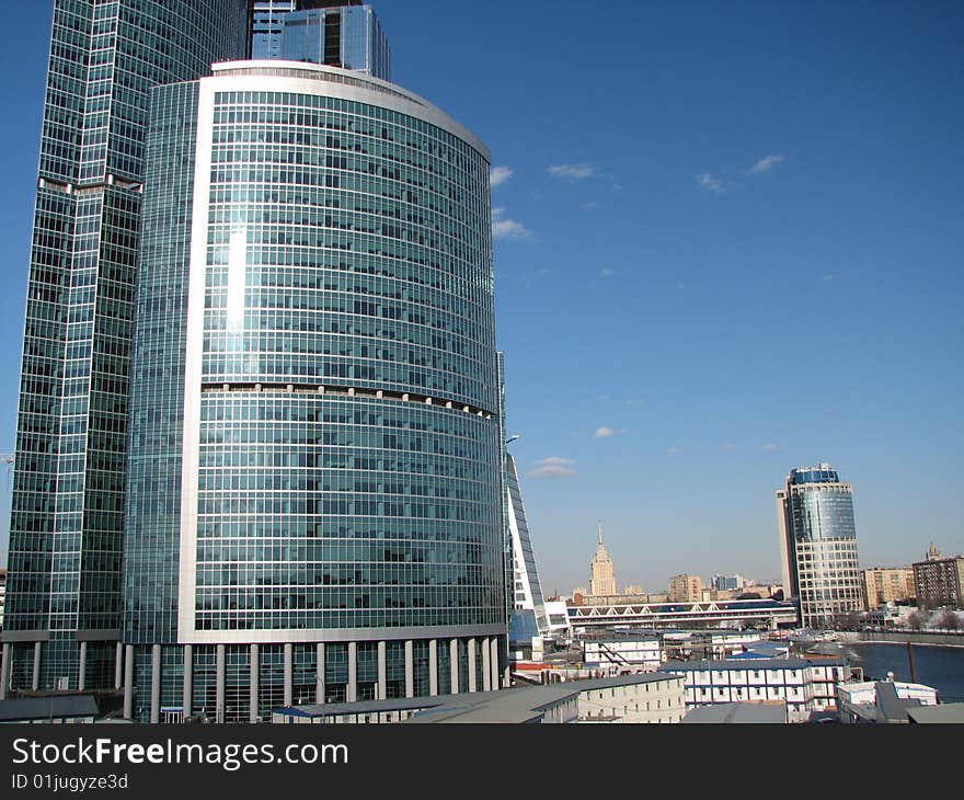 Business center in Moscow city, daytime view. Business center in Moscow city, daytime view.