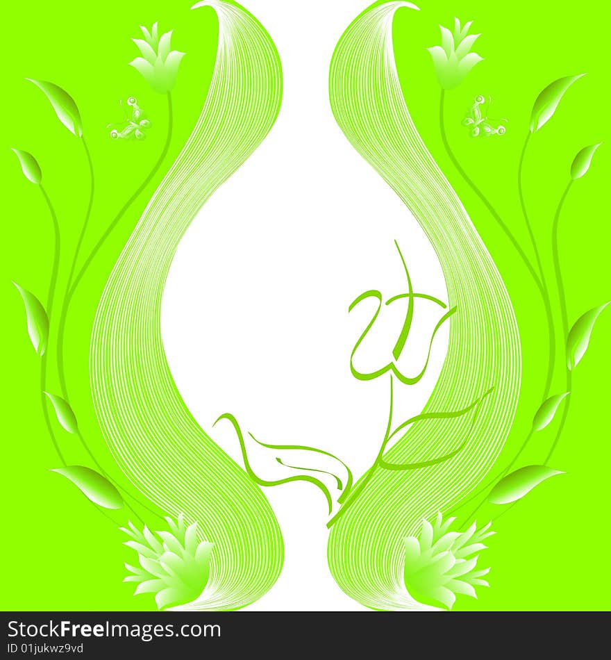 Floral background with butterflies. vector