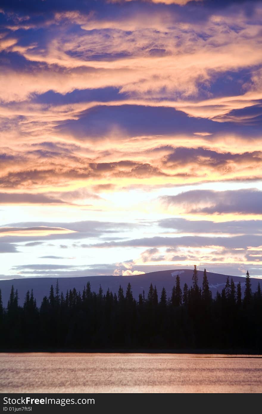 Dramatic light on a evenings sky in Karelia (Russia). Dramatic light on a evenings sky in Karelia (Russia)