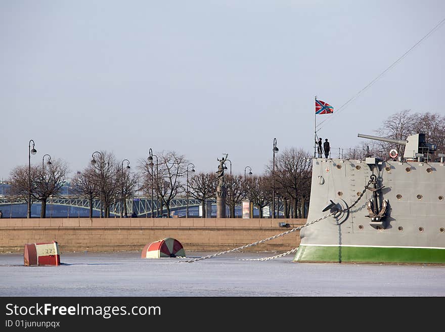 Aurora is a Russian protected cruiser, currently preserved as a museum ship in St. Petersburg. Flag rise. Aurora is a Russian protected cruiser, currently preserved as a museum ship in St. Petersburg. Flag rise.