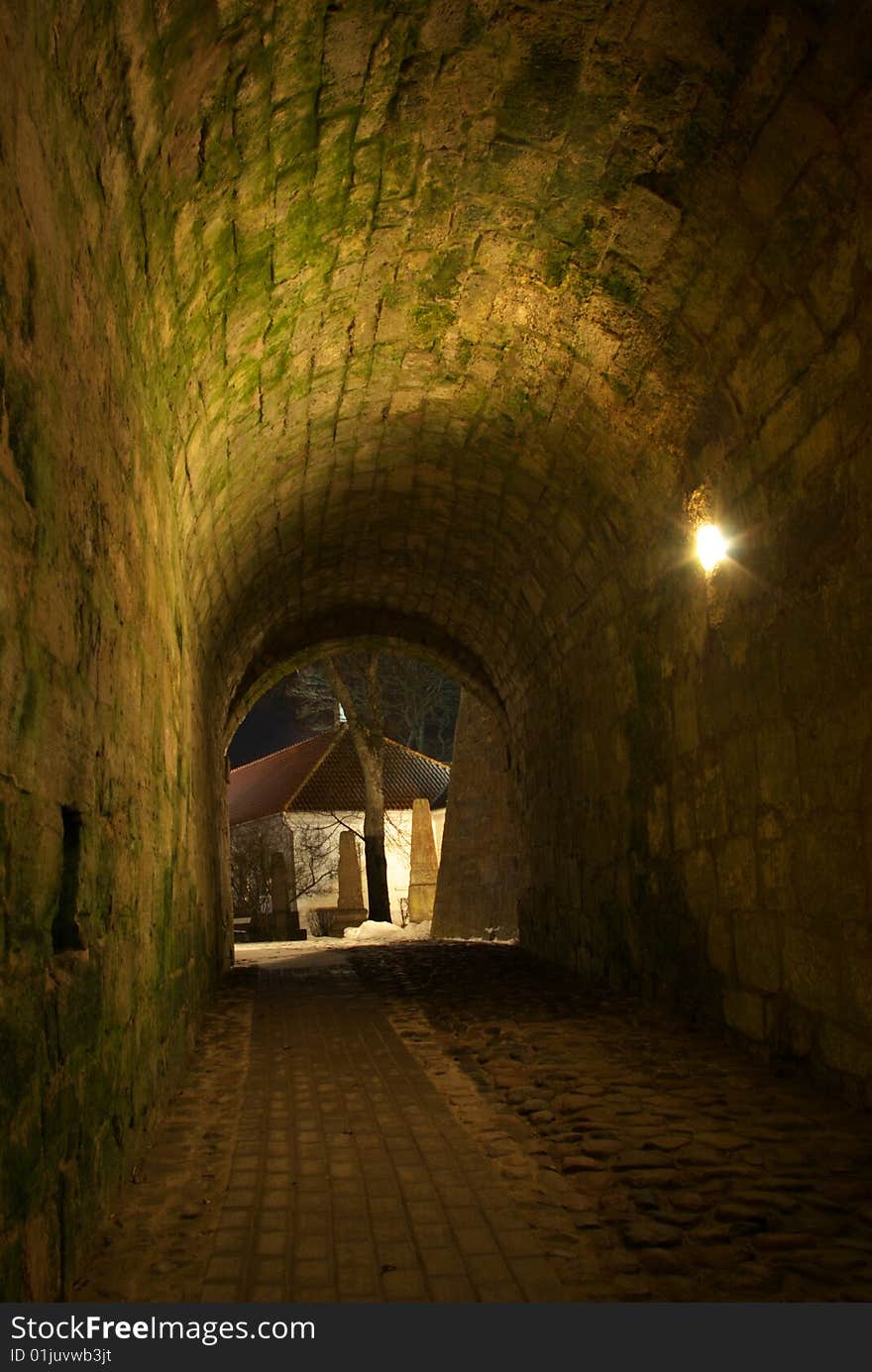 Nighttime Archway to Kuressaare Castle Yard