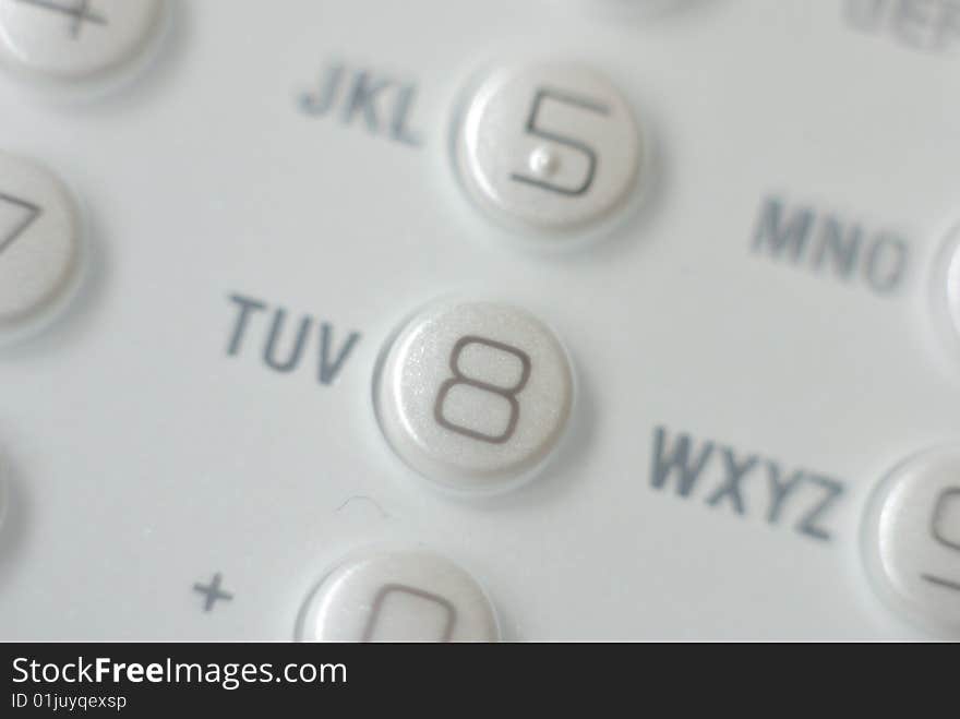 Macro photo of cellphone keyboard. Big clear number eight on white background. Macro photo of cellphone keyboard. Big clear number eight on white background.