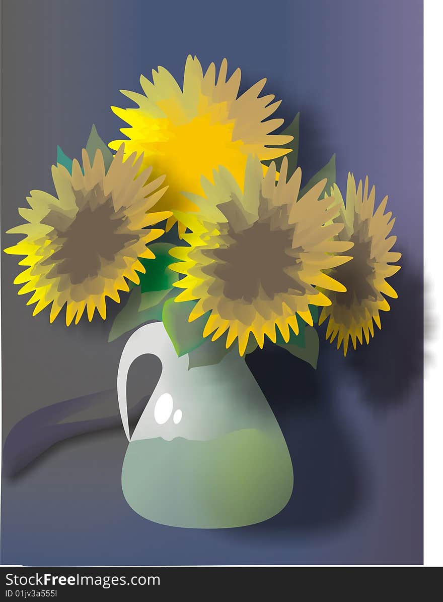 Image. Sun flower  at vase. Image. Sun flower  at vase