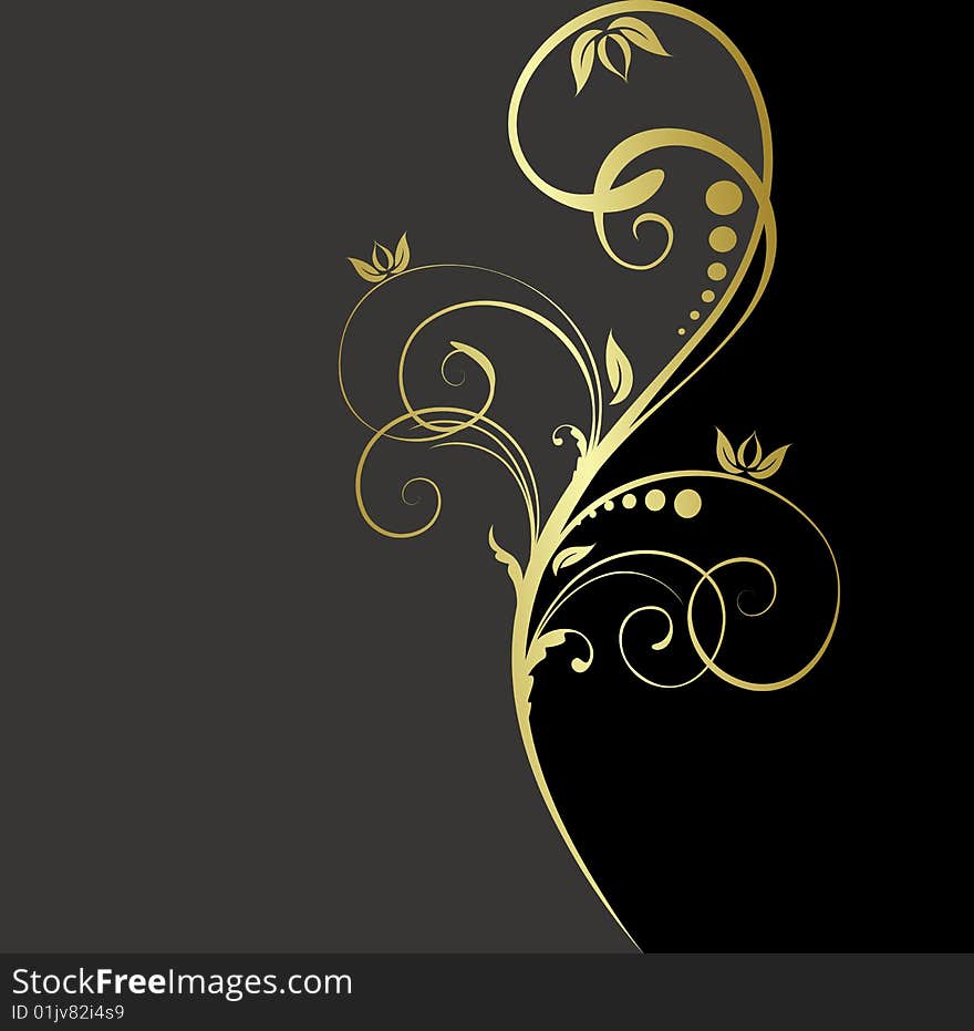 Golden floral background for text (vector). Golden floral background for text (vector)