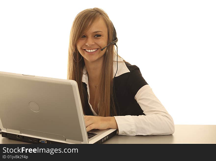 Young businesswoman talking on the phone. Young businesswoman talking on the phone.