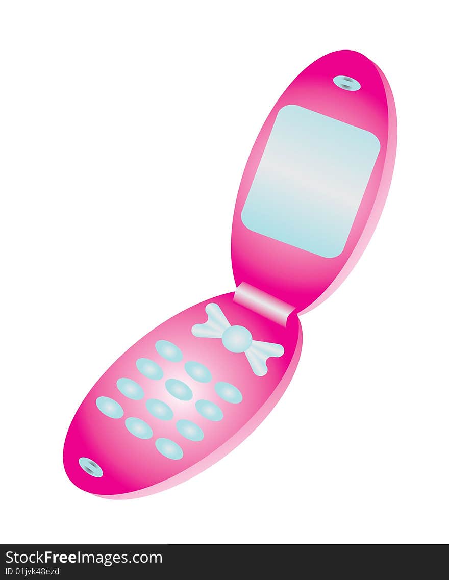 Pink mobile telephone. Vector illustration