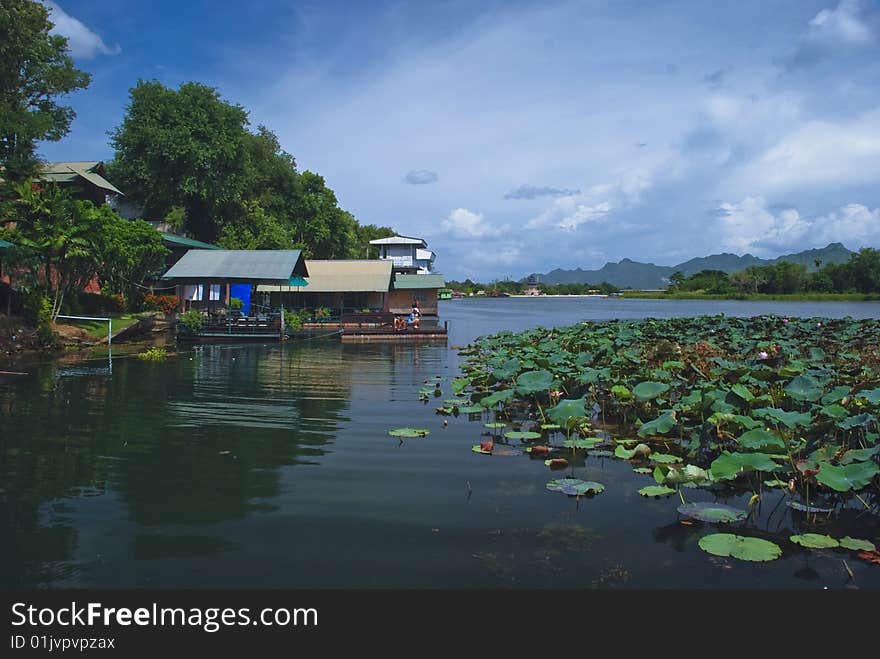 Sky river and river houses