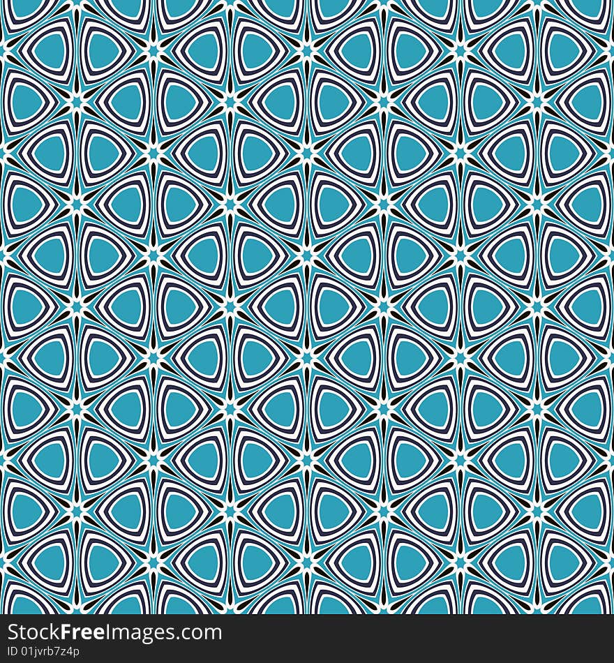 Seamless texture of blue, black and white star shapes in retro style. Seamless texture of blue, black and white star shapes in retro style