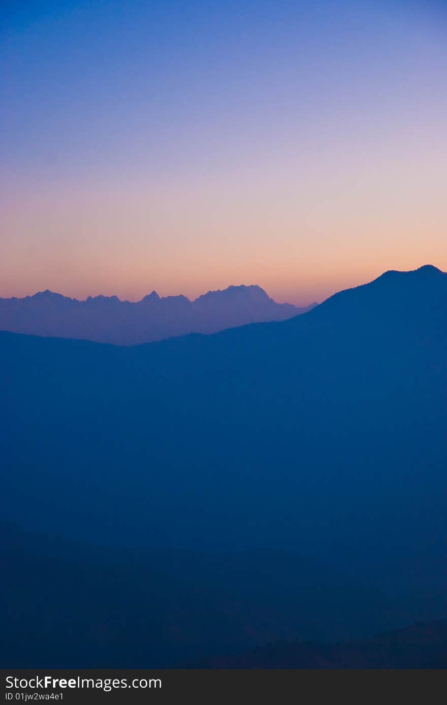 Sunrise in the deep blue mountains sunrise