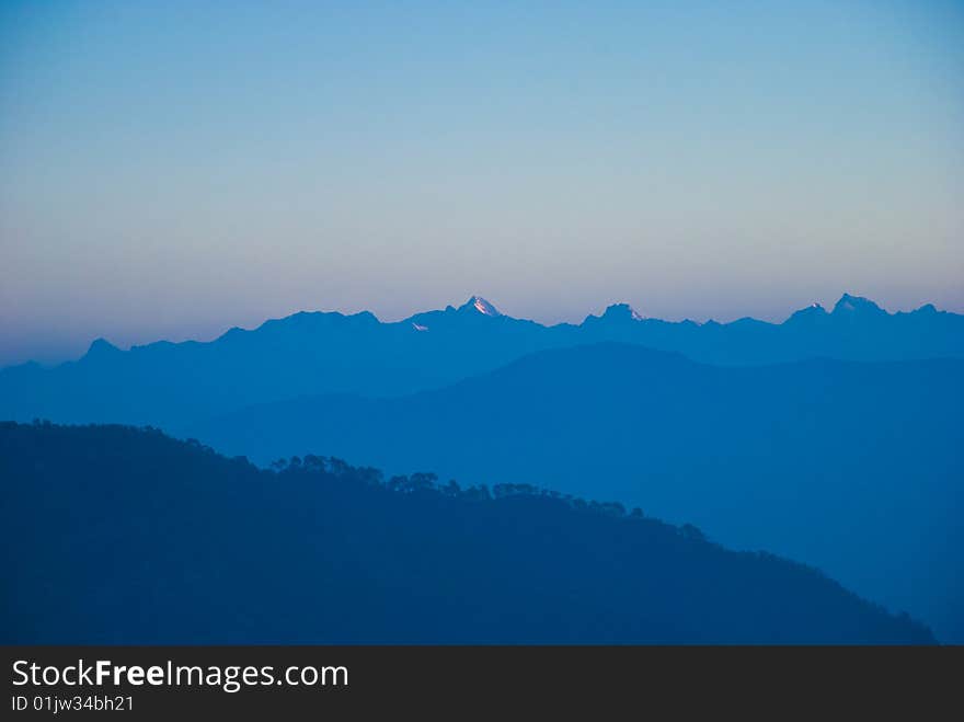 Sunrise in the deep blue mountains sunrise