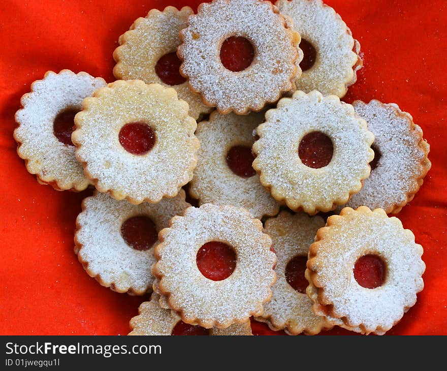 Some sweet pieces of cake with jam