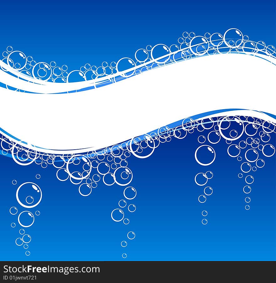 Blue water with bubbles. Vector illustration. Blue water with bubbles. Vector illustration.