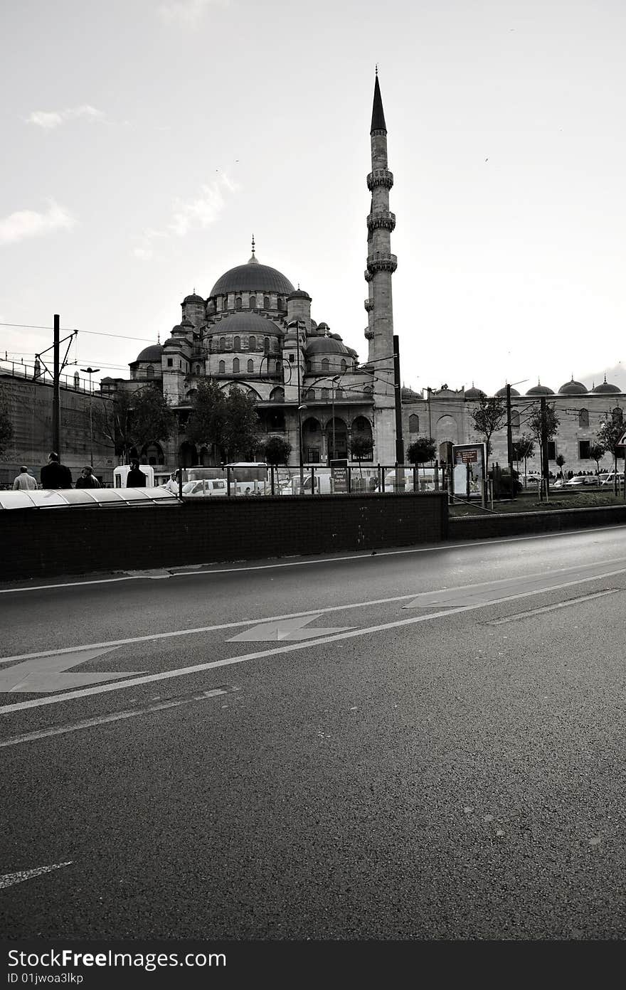 Mosque (Yeni Camii) black and white in istanbul turkey