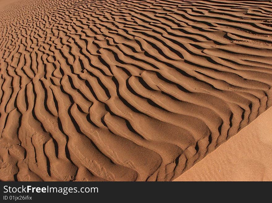 Play of the light and shade on dune surface. Namibia.