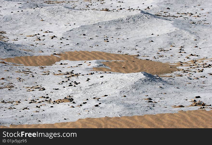 White stony waves. Sahara, Western Desert, Egypt.