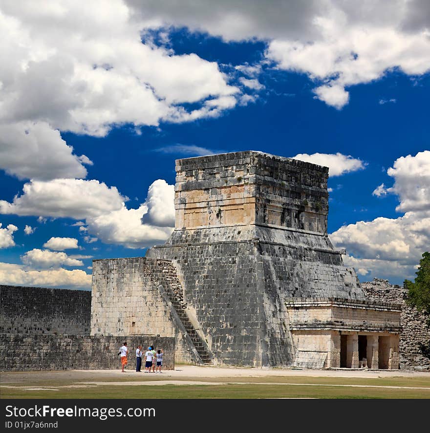 The stadium near chichen itza temple in Mexico